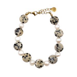 Photoroom_20251102_160945 Bransoletka Jaspis Dalmatyński & Perła Naturalna DALMATIAN PEARL DOTS