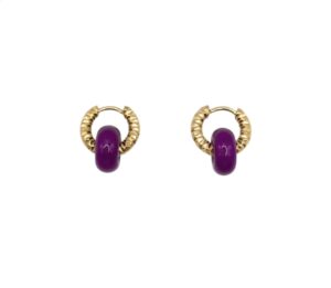 Kolczyki stal szlachetna mini Jadeit Purpurowy 2 w 1 MIX & MATCH