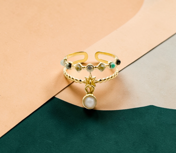 Pierścionek Turkus & Perła naturalna LOTUS CHARM