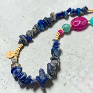 Naszyjnik zawieszka ręka Fatimy Lapis Lazuli & Jadeit UNIKAT 16