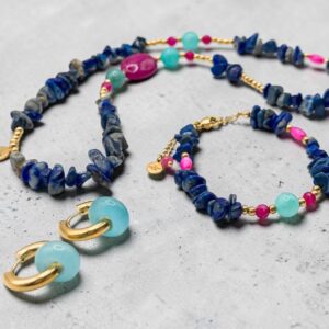 Naszyjnik zawieszka ręka Fatimy Lapis Lazuli & Jadeit UNIKAT 16