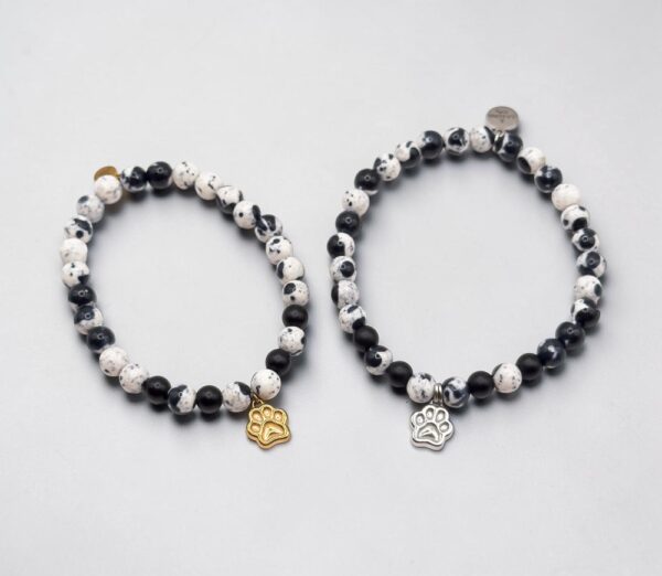 Bransoletka Agat DALMATIAN PAWS SILVER