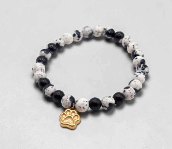 Bransoletka Agat DALMATIAN PAWS GOLD