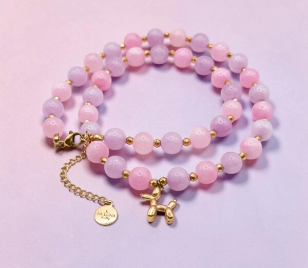 Naszyjnik zawieszka pies balon Jadeit & Chalcedon BUBBLE GUM DOGGY