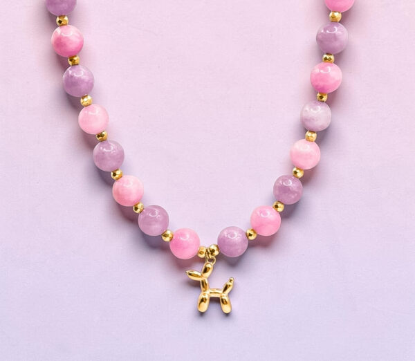 Naszyjnik zawieszka pies balon Jadeit & Chalcedon BUBBLE GUM DOGGY