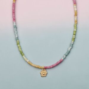 Naszyjnik zawieszka łapka psa kota Turmalin RAINBOW PAW