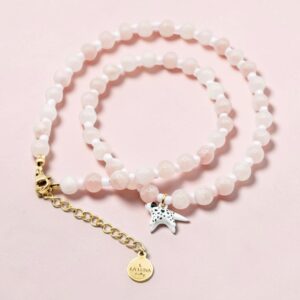 Naszyjnik zawieszka pies dalmatyńczyk Jadeit COTTON CANDY DOGGY